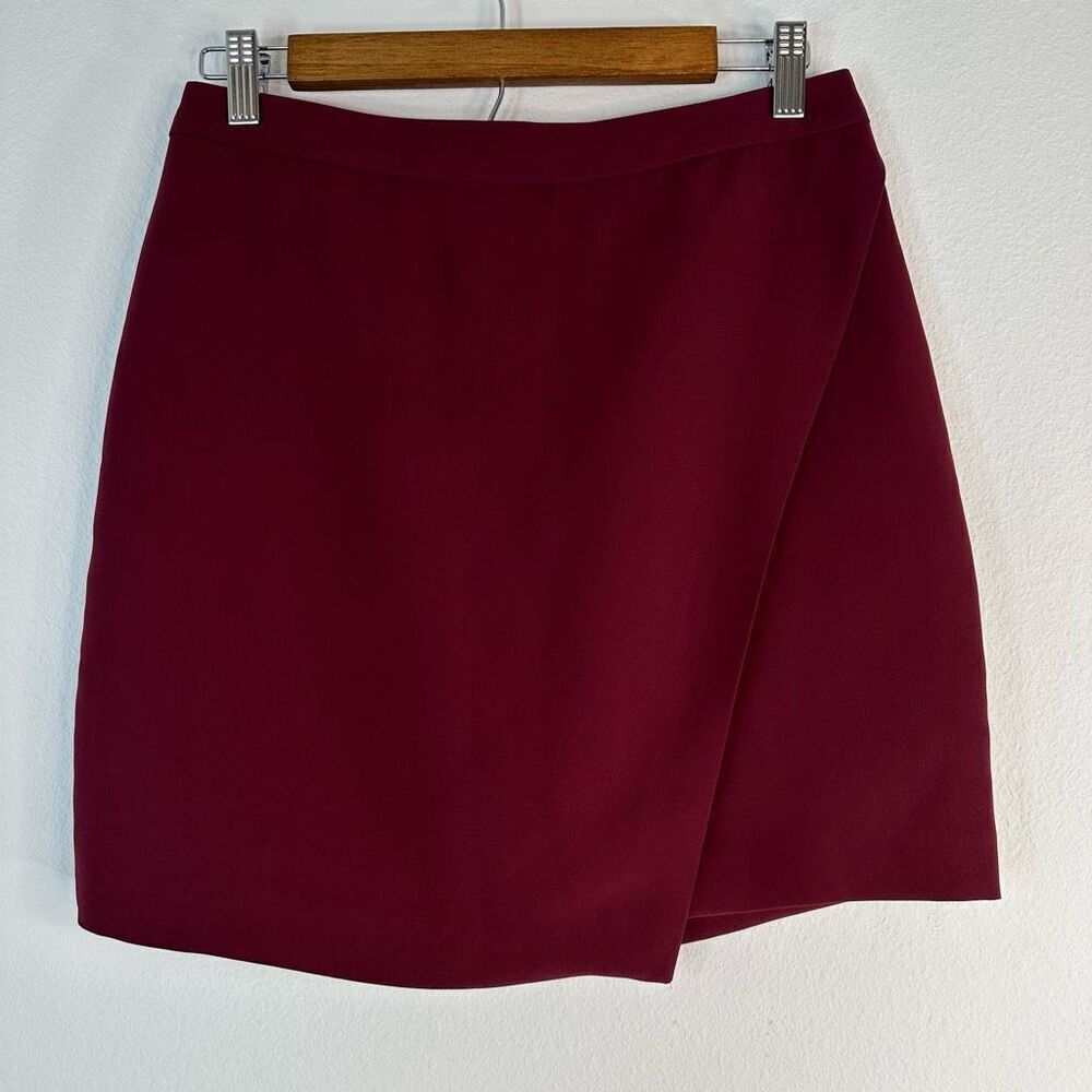 Banana Republic Burgandy Maroon Faux Wrap Mini Skirt Womens 4 Preppy‎ Chic
